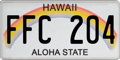 HI license plate FFC204