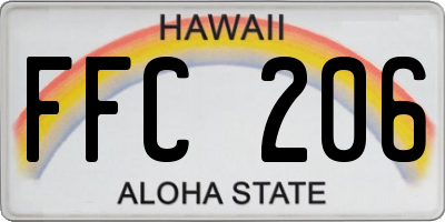 HI license plate FFC206
