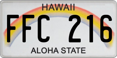 HI license plate FFC216
