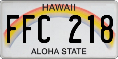 HI license plate FFC218