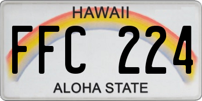 HI license plate FFC224