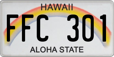 HI license plate FFC301