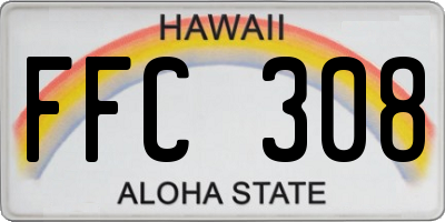 HI license plate FFC308