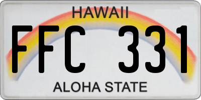 HI license plate FFC331