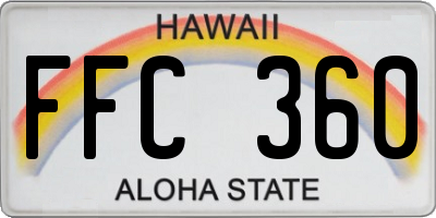 HI license plate FFC360