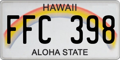 HI license plate FFC398