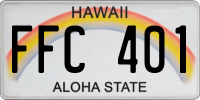 HI license plate FFC401