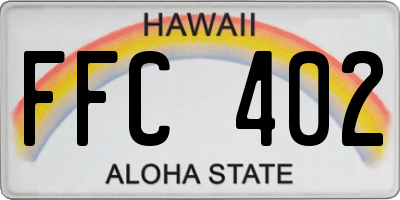 HI license plate FFC402