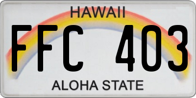 HI license plate FFC403