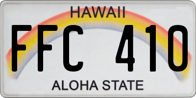 HI license plate FFC410