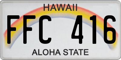 HI license plate FFC416