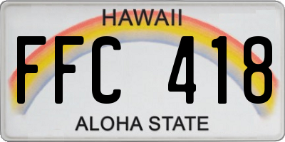 HI license plate FFC418