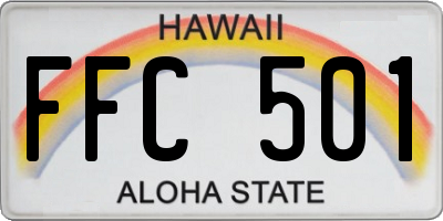 HI license plate FFC501