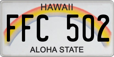 HI license plate FFC502