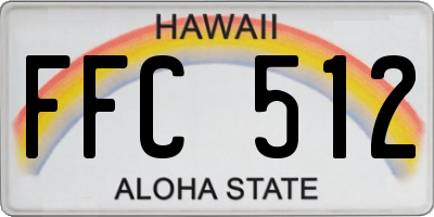 HI license plate FFC512