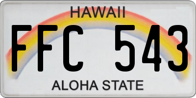 HI license plate FFC543