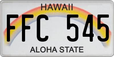 HI license plate FFC545