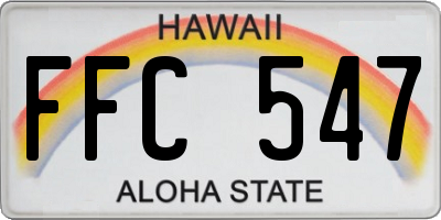 HI license plate FFC547