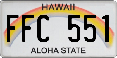 HI license plate FFC551
