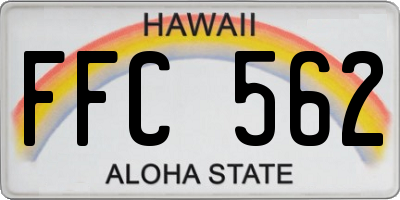 HI license plate FFC562
