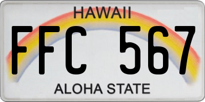 HI license plate FFC567