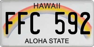 HI license plate FFC592
