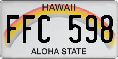 HI license plate FFC598