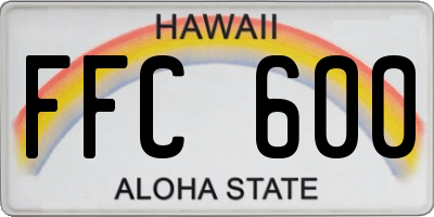 HI license plate FFC600