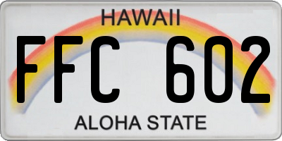 HI license plate FFC602