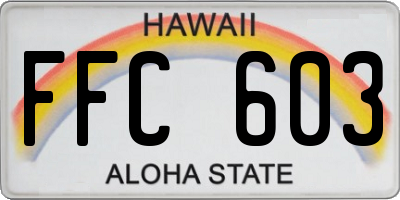 HI license plate FFC603