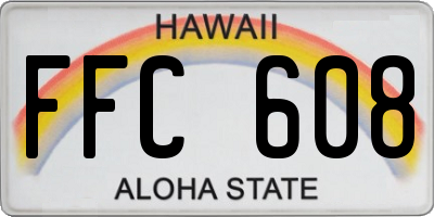 HI license plate FFC608