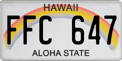 HI license plate FFC647