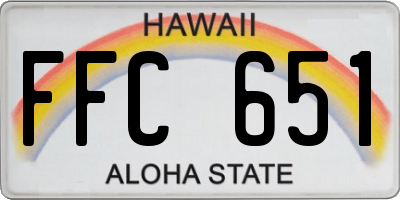 HI license plate FFC651