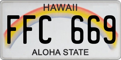 HI license plate FFC669