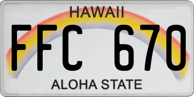 HI license plate FFC670