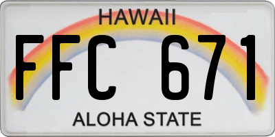 HI license plate FFC671