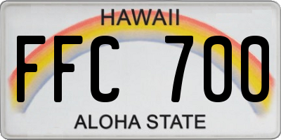 HI license plate FFC700