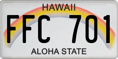 HI license plate FFC701