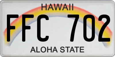 HI license plate FFC702