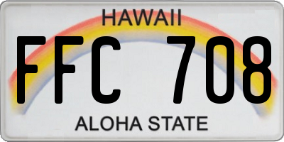 HI license plate FFC708