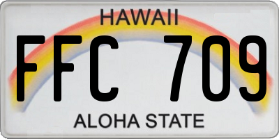 HI license plate FFC709
