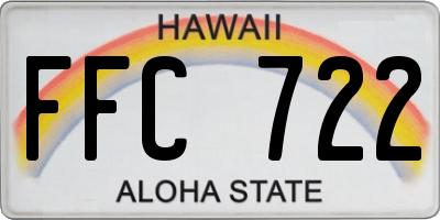 HI license plate FFC722