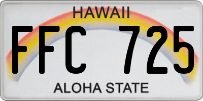 HI license plate FFC725