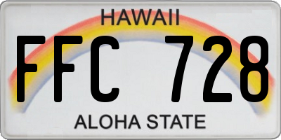HI license plate FFC728