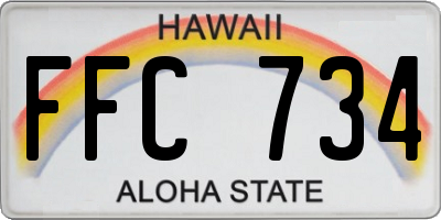 HI license plate FFC734