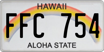 HI license plate FFC754