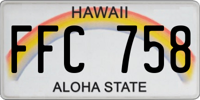 HI license plate FFC758