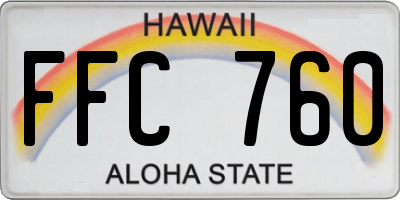 HI license plate FFC760