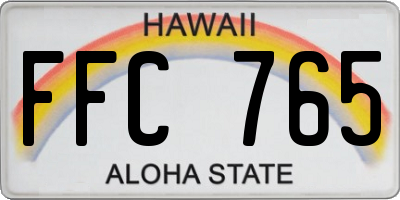 HI license plate FFC765