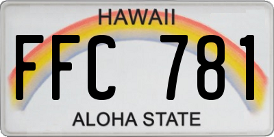 HI license plate FFC781